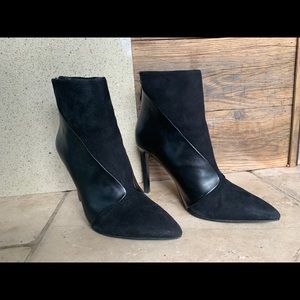 Black Leather High Heel Ankle Boots